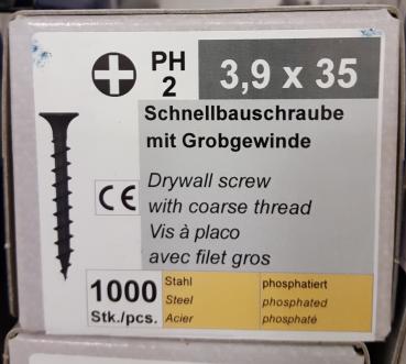 Reisser Schnellbauschrauben 3,9 x 35 mm Grobgewinde PH 2 (VE 1000)